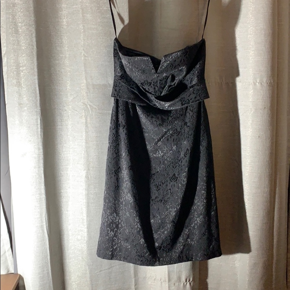 White House Black Market strapless black dress.